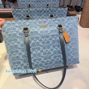 NWT Coach Station Tote Bag In Signature Denim CDB88 denim/Gold/Indigo